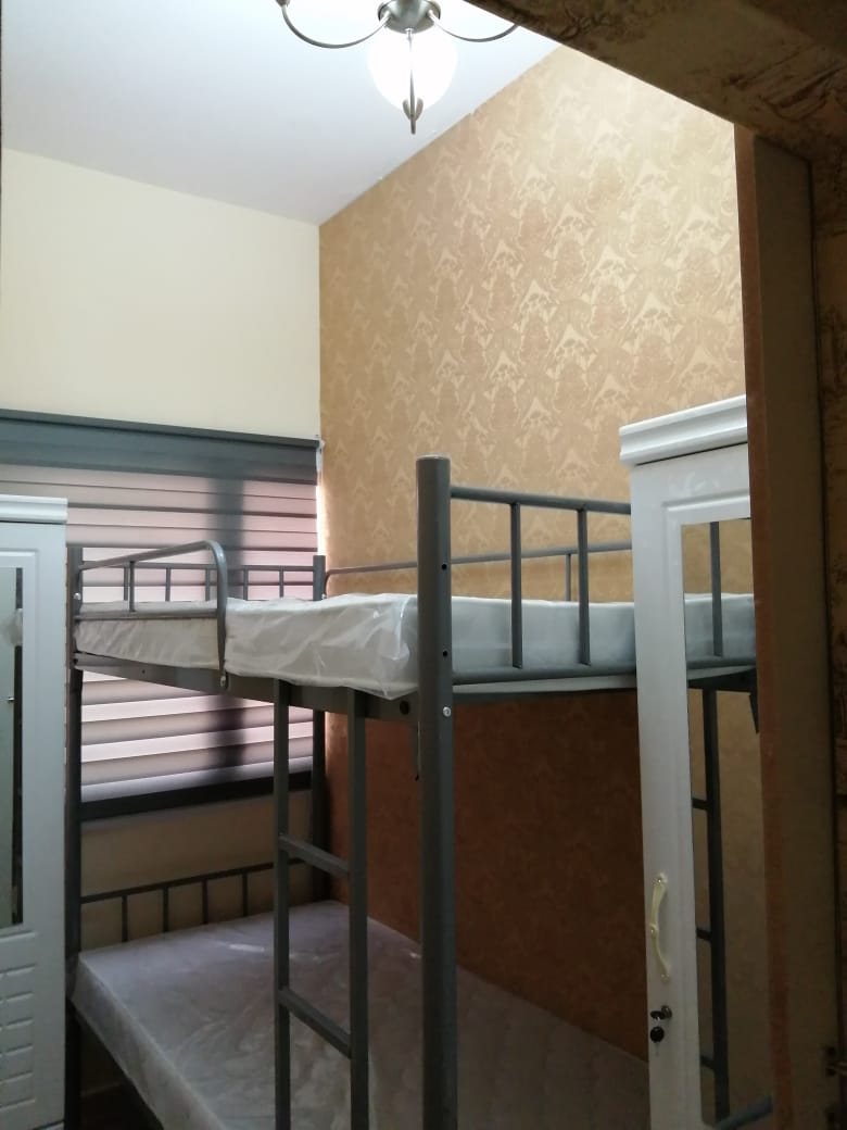 Closed Partition Room With Window, Bunk Bed And Sharing Full Bathroom With Bathtub