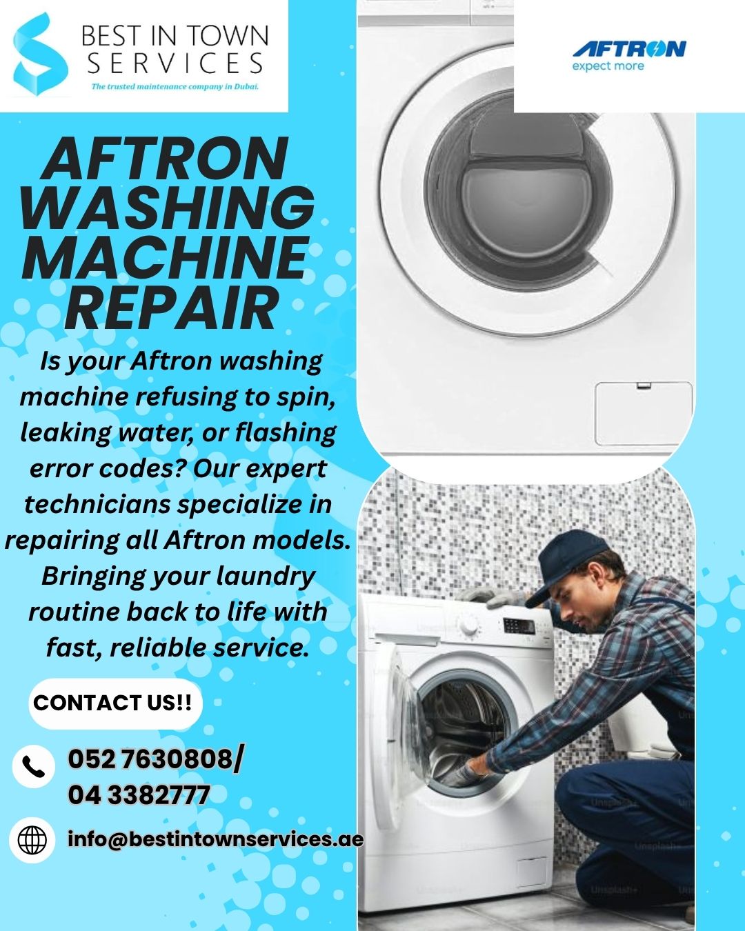 Aftron Washing Machine Repair Services in Dubai