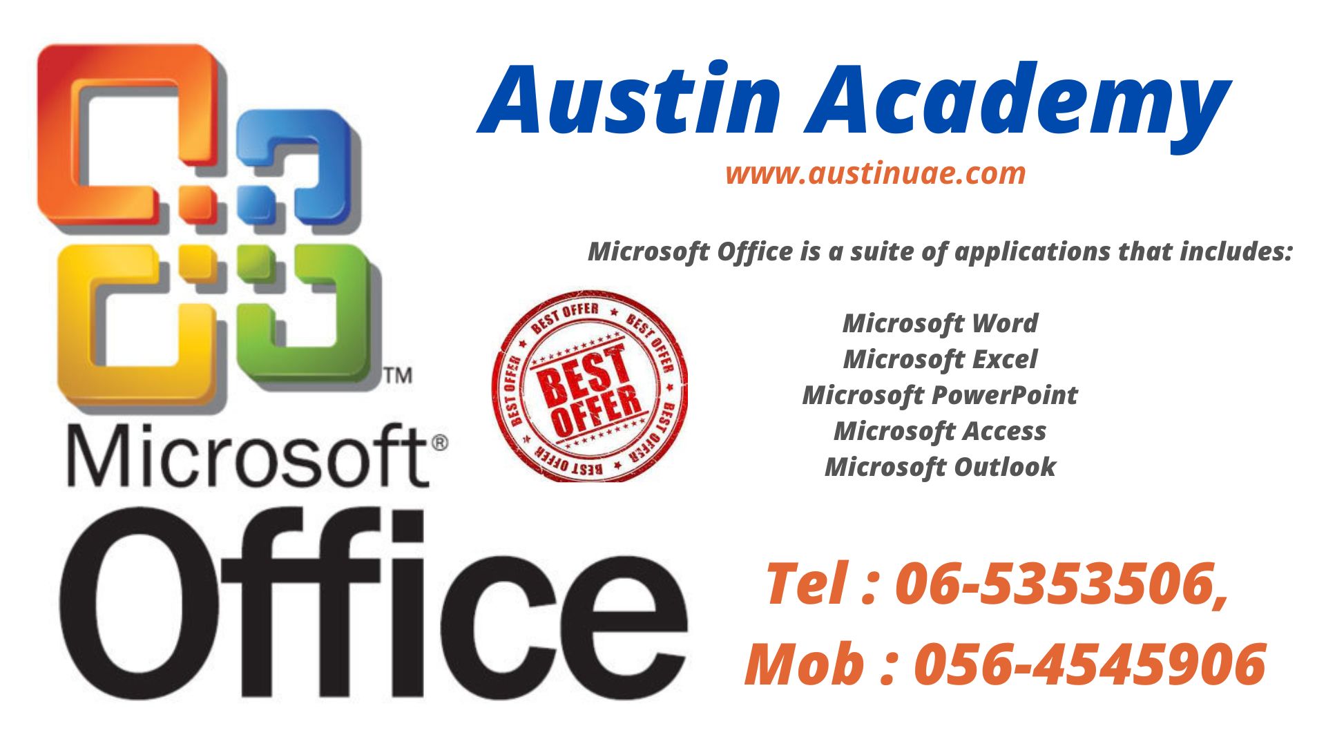 Ms Office Classes With Big Discount In Sharjah 056 4545906