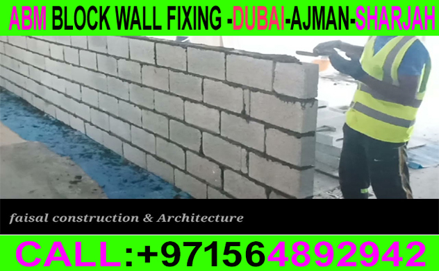 Block Wall Fixing Work Contractor Ajman Sharjah Dubai