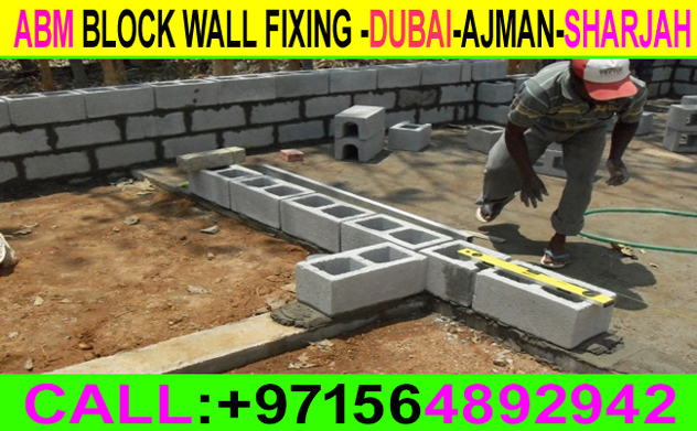 Block Wall Fixing Work Contractor Ajman Sharjah Dubai