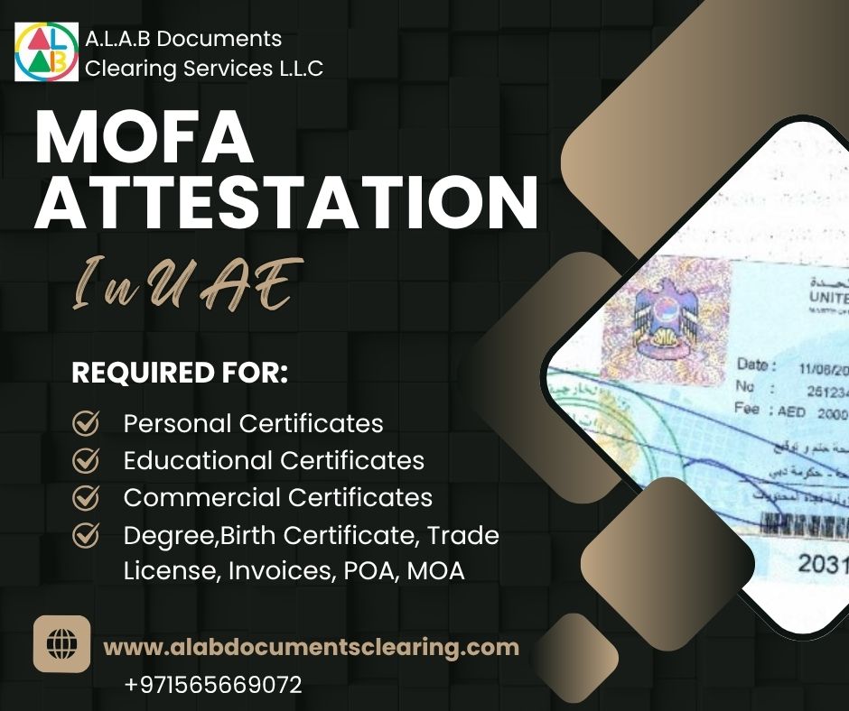 Commercial Mofa Attestation Service In Dubai