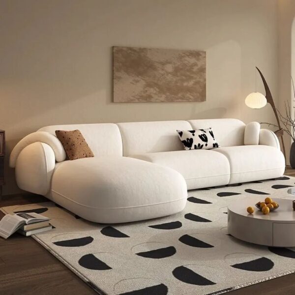 Luxury Modern White L Shaped Sofa For Living Room