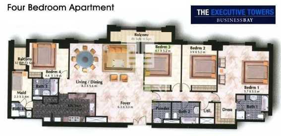 4+maid Executive Tower Hdown Town View in Dubai
