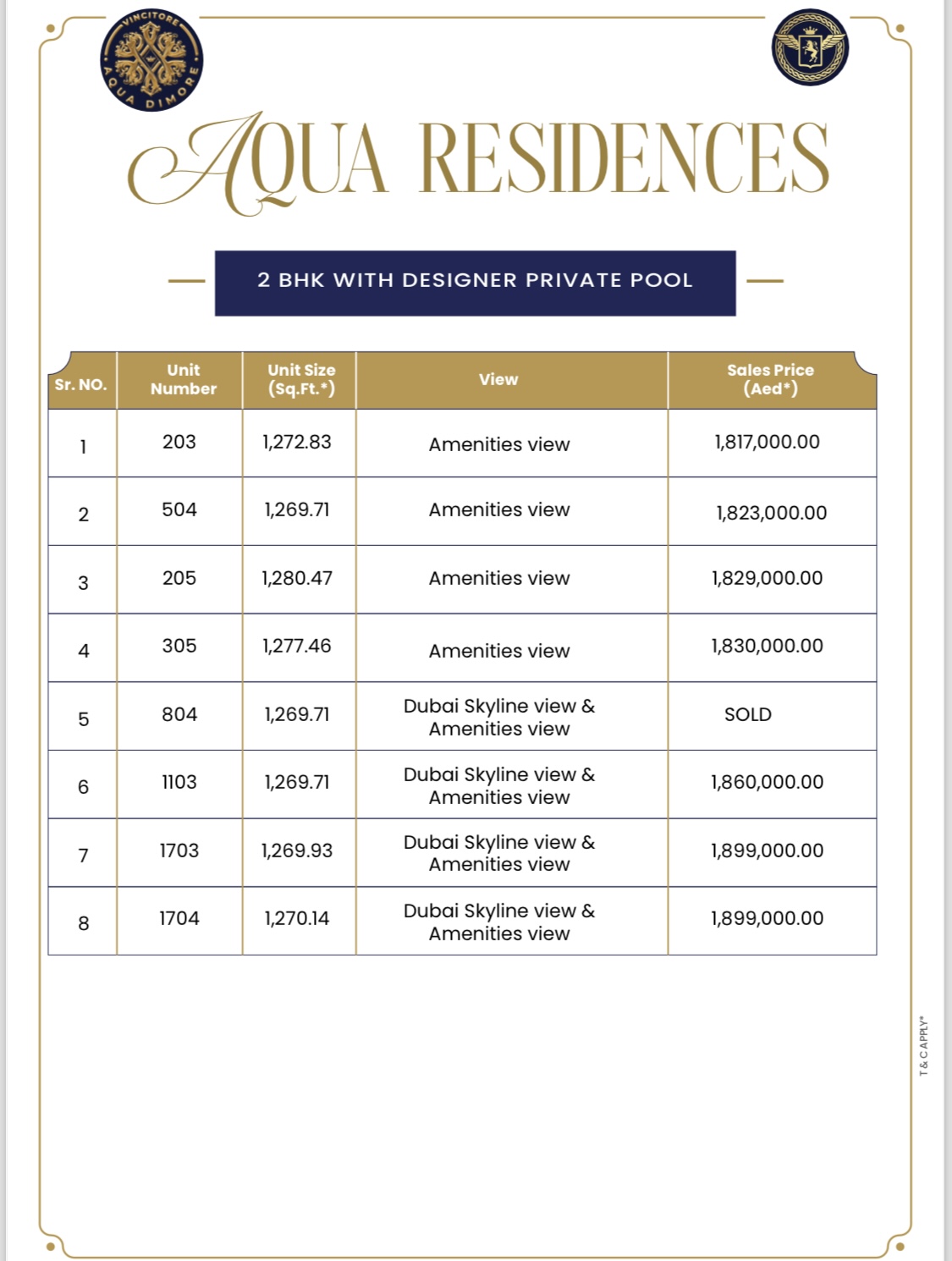 Aqua Dimore Residents for Sale in Dubai