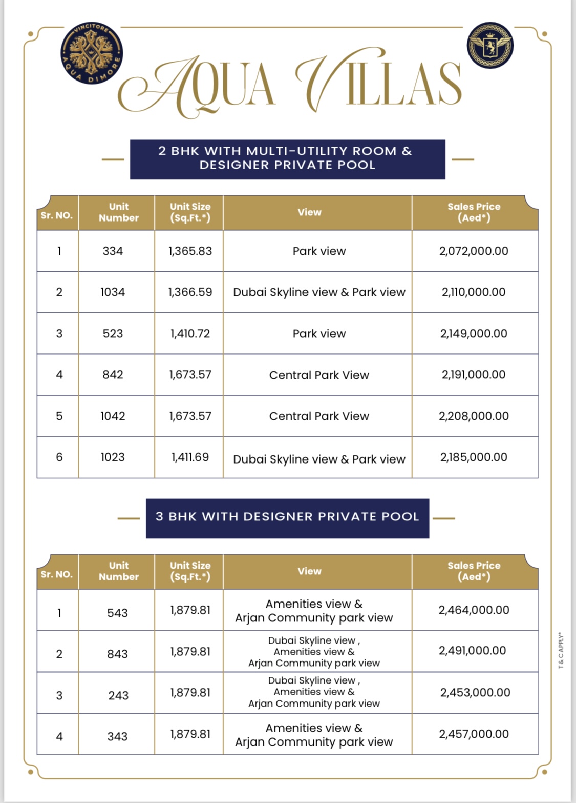 Aqua Dimore Residents for Sale in Dubai