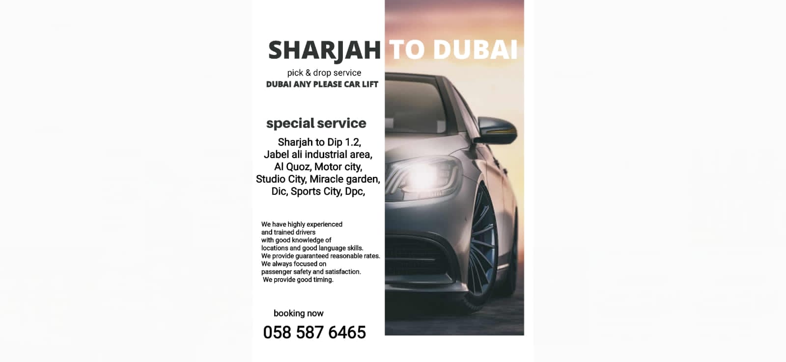 Sharjah To Jabel Ali Car Lift in Dubai