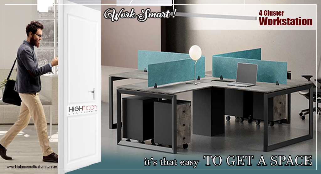 Office Workstation Desk Dubai 4 Cluster Workstation Highmoon Office Furniture