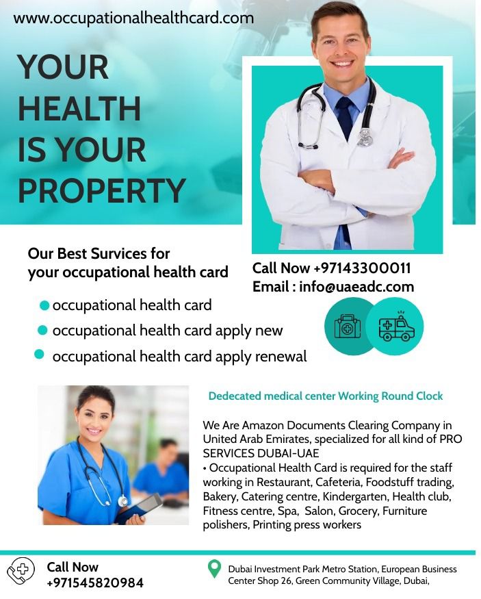 Emirates Id Visa Stamping Medical Occupational Health Card