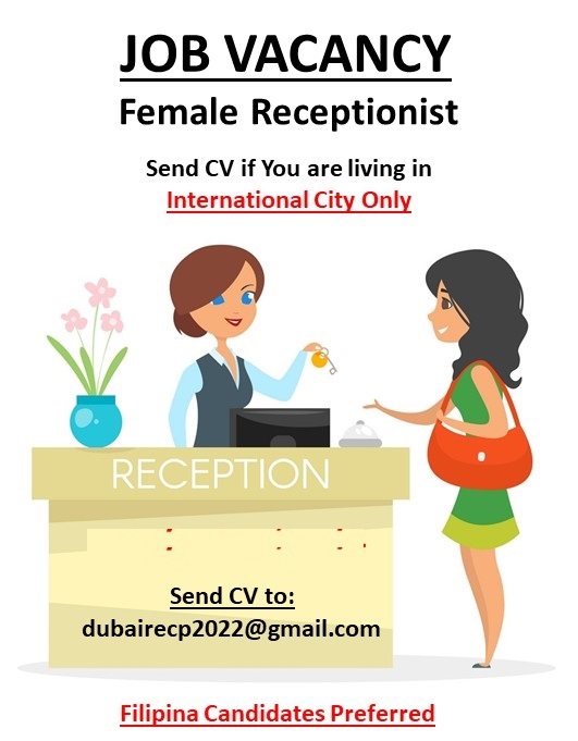 Receptionist Required In International City