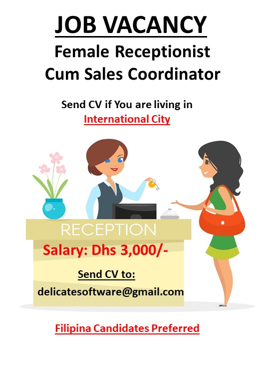 Female Receptionist Required For An It Company