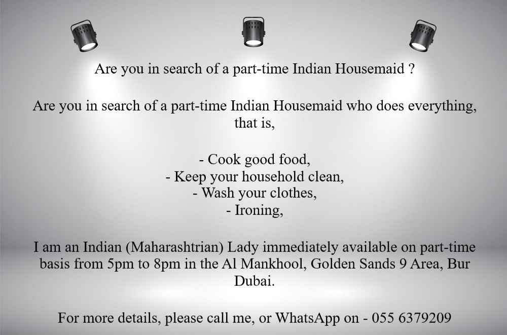 Are You In Search Of A Part Time Indian Housemaid
