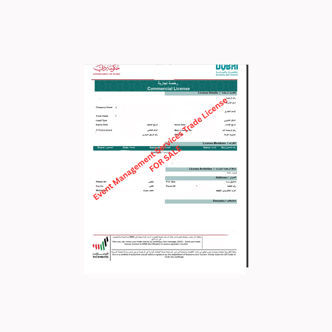Active Event Management Services Trade License
