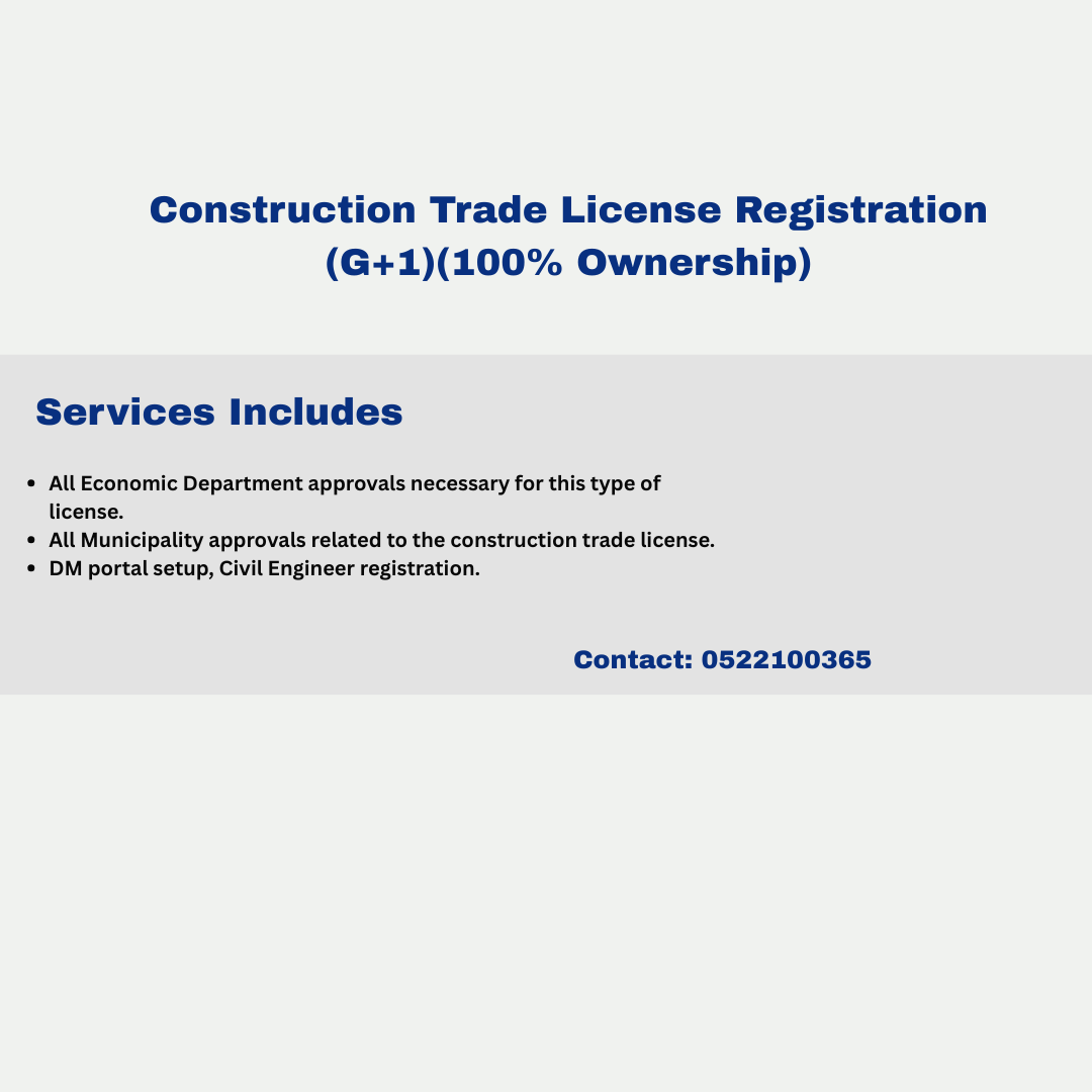 Construction Trade License Registration G+1