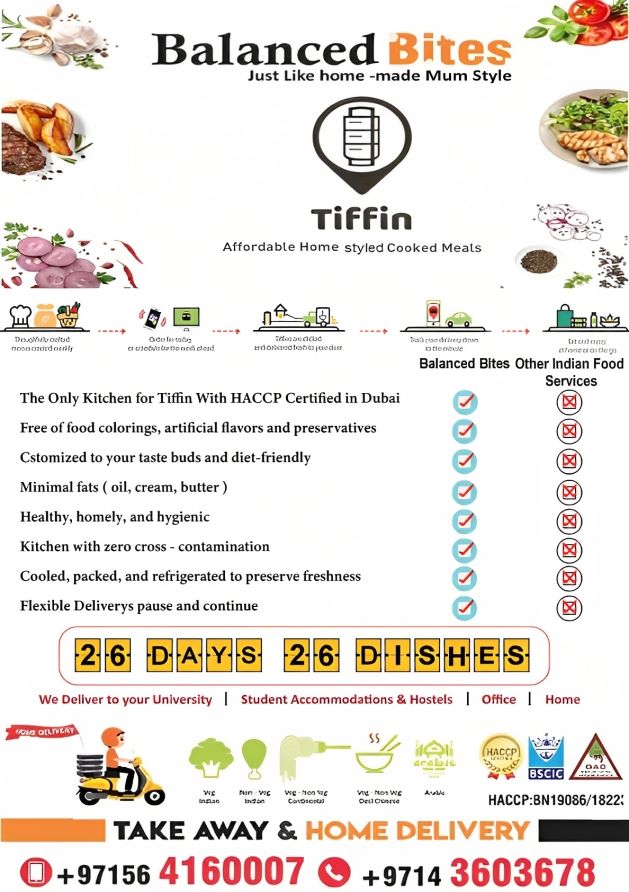 Home Style Tiffin Meal Plans From Deli Bite Catering Dubai