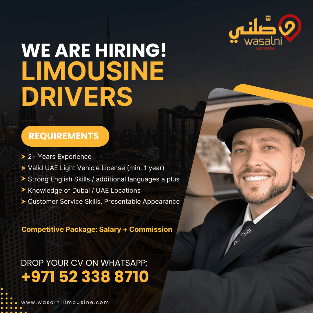 We Are Hiring Limousine Drivers Vacancy in Dubai